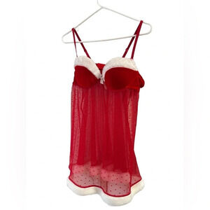 Carrie Amber red holiday Santa lingerie slip dress
